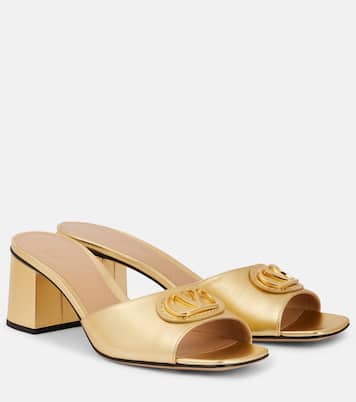 Mules VLogo en cuir métallisé | Valentino Garavani