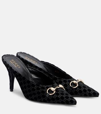 Horsebit GG velvet mules | Gucci