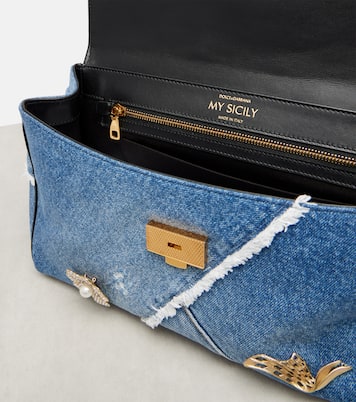 Verzierte Tote Sicily Medium aus Denim | Dolce&Gabbana