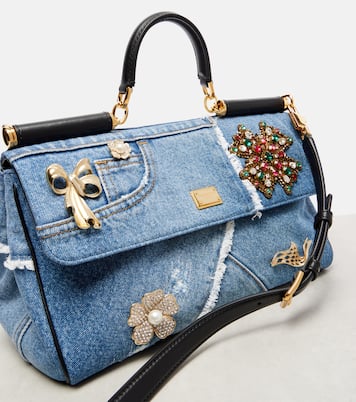 Verzierte Tote Sicily Medium aus Denim | Dolce&Gabbana
