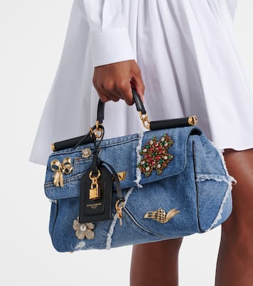 Verzierte Tote Sicily Medium aus Denim | Dolce&Gabbana