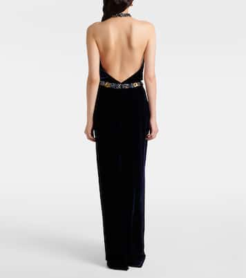 Crystal-embellished velvet gown | Costarellos