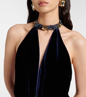 Crystal-embellished velvet gown | Costarellos