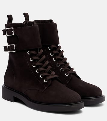 Shearling-lined suede combat boots | Gianvito Rossi