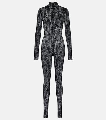 Turtleneck lace sheer catsuit | Norma Kamali