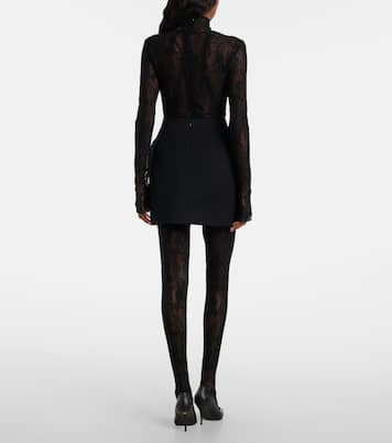Turtleneck lace sheer catsuit | Norma Kamali