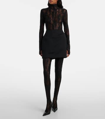 Turtleneck lace sheer catsuit | Norma Kamali