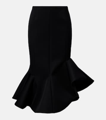 Asymmetric ruffled wool-blend midi skirt | Mugler