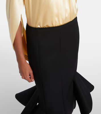 Asymmetric ruffled wool-blend midi skirt | Mugler