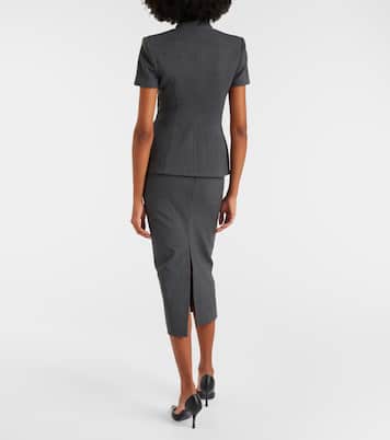 Vestido midi con peplum y aplique floral | Self-Portrait