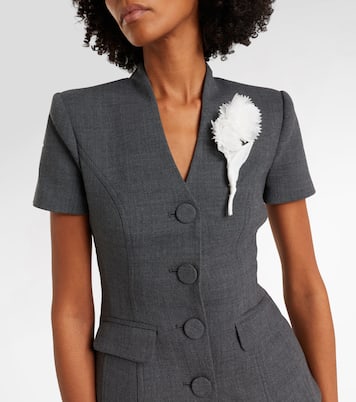 Vestido midi con peplum y aplique floral | Self-Portrait