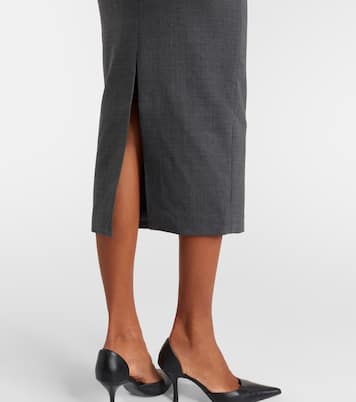 Vestido midi con peplum y aplique floral | Self-Portrait