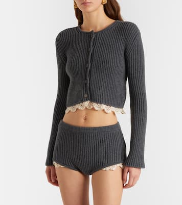 Cropped crochet-trimmed cashmere cardigan | Magda Butrym