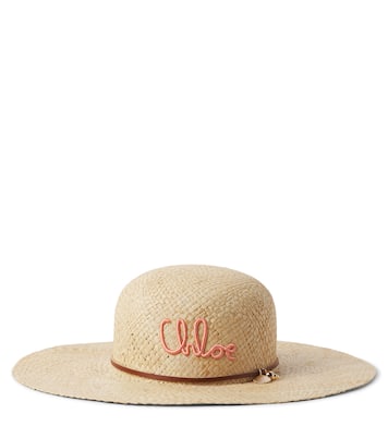 Cappello da sole in rafia con logo | Chloé Kids