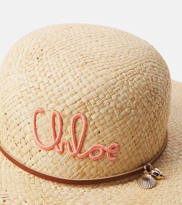 Cappello da sole in rafia con logo | Chloé Kids