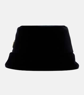 Logo cotton velvet bucket hat | Prada
