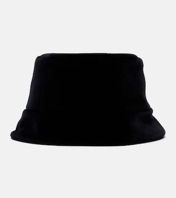 Logo cotton velvet bucket hat | Prada
