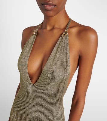 Ribbed-knit lamé maxi dress | Roberto Cavalli