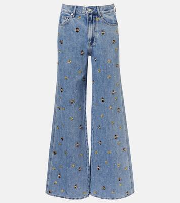 Kasey embellished wide-leg jeans | Veronica Beard