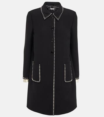 Studded single-breasted coat | Miu Miu