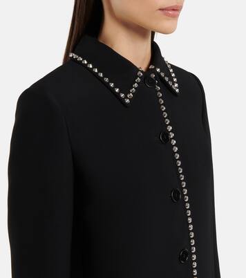 Studded single-breasted coat | Miu Miu