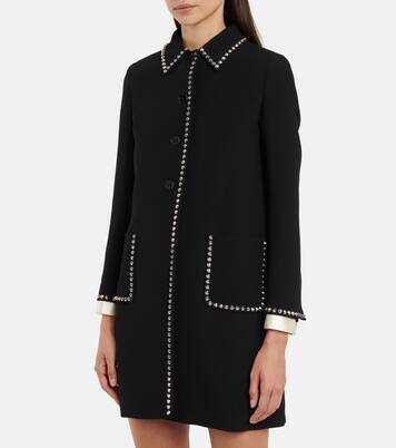 Studded single-breasted coat | Miu Miu