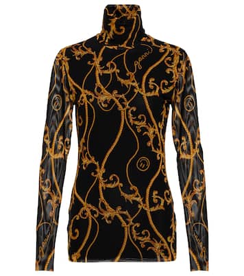 Printed mesh turtleneck top | Ganni