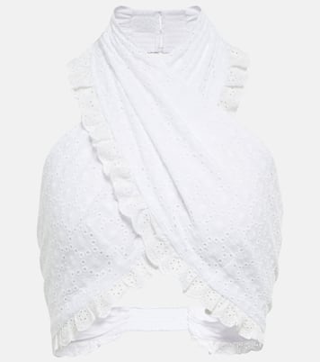Leanna halterneck cotton crop top | Caroline Constas