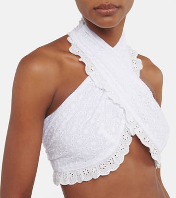 Leanna halterneck cotton crop top | Caroline Constas