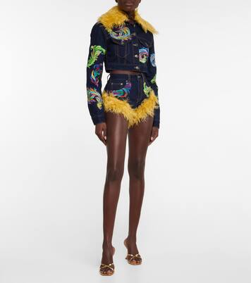 Shorts bordados con ribete de mohair | Area