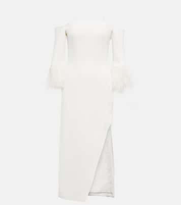 Feather-trimmed midi dress | David Koma