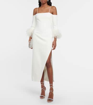 Feather-trimmed midi dress | David Koma