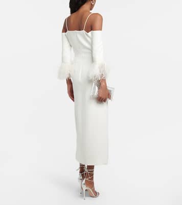 Feather-trimmed midi dress | David Koma