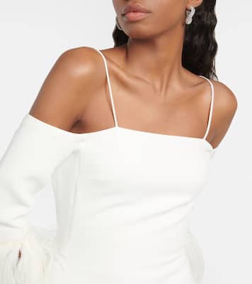 Feather-trimmed midi dress | David Koma