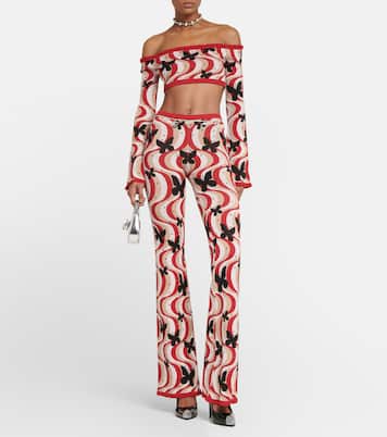 Pantalon évasé à taille haute imprimé | Alessandra Rich