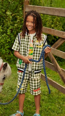 Chaleco de algodón a cuadros con aplique | Stella McCartney Kids