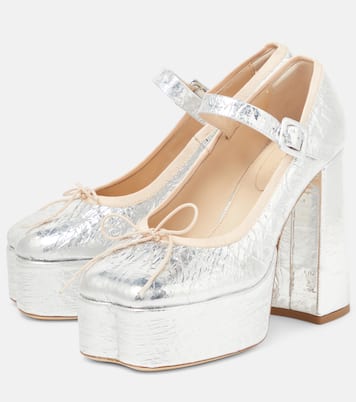 Pumps in pelle metallizzata con plateau | Simone Rocha