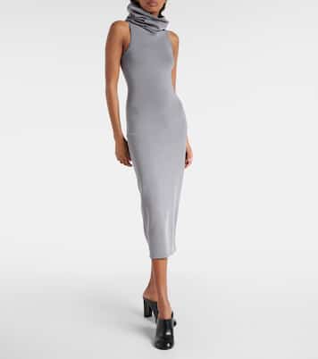 Abito midi in jersey con cappuccio | Alaïa