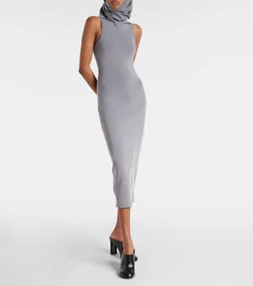 Abito midi in jersey con cappuccio | Alaïa