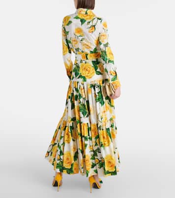 Jupe longue en coton à fleurs | Dolce&Gabbana