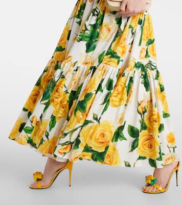 Jupe longue en coton à fleurs | Dolce&Gabbana