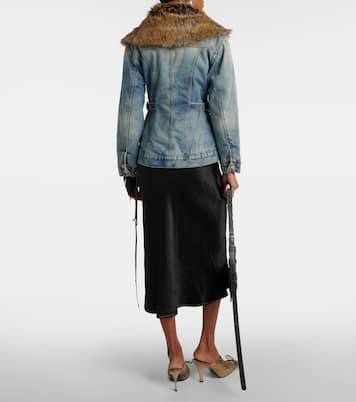 Faux fur-trimmed denim jacket | Acne Studios