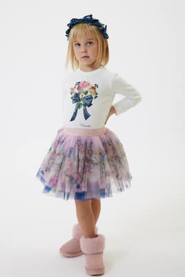 Gonna in tulle con stampa floreale | Monnalisa