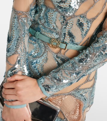 Abito lungo in misto seta con paillettes | Elie Saab