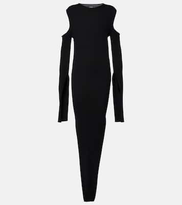 Vestido largo drapeado de lana | Rick Owens