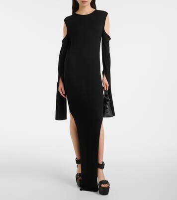 Vestido largo drapeado de lana | Rick Owens