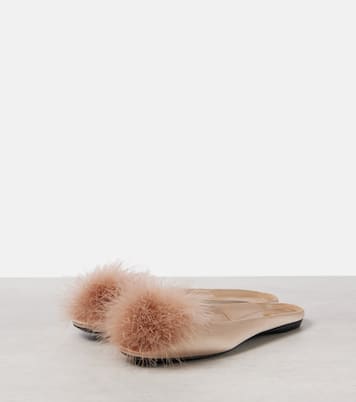Mules Lido in raso con pompon | Saint Laurent