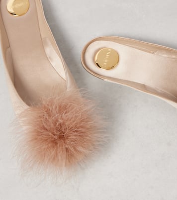 Mules Lido in raso con pompon | Saint Laurent