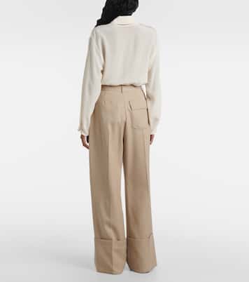 Pantalon ample en laine vierge | Victoria Beckham