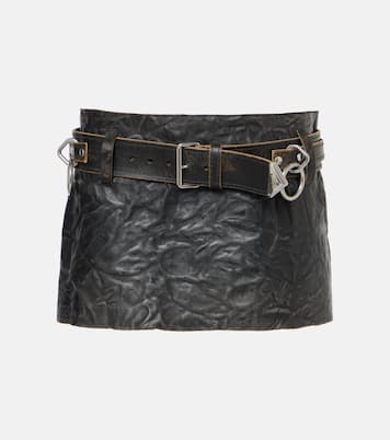 Minigonna in pelle con cintura | Prada